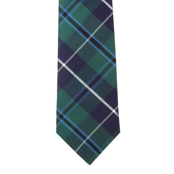 INGLES BUCHAN Plaid Blue Green Scotland Tartan Men's Silk Neck Tie - Picture 2 of 3